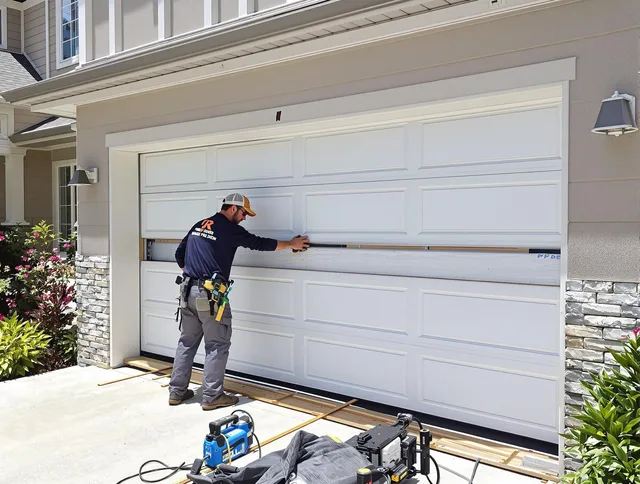 Georgetown Garage Door Repair team performing complete garage door replacement at Georgetown residence
