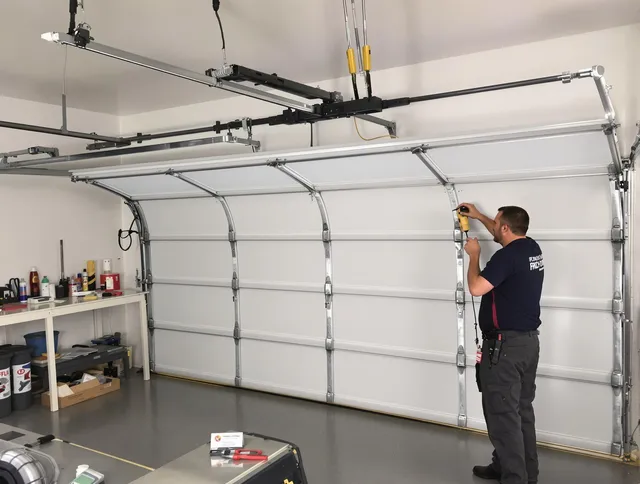 Georgetown Garage Door Repair certified technician performing overhead door system repair in Georgetown