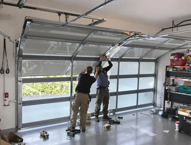 Georgetown Garage Door Repair expert performing precise panel replacement on Georgetown garage door